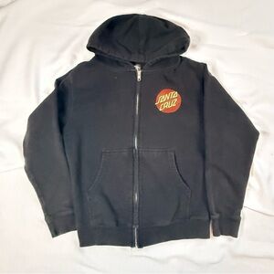 Santa Cruz Skateboards Black Kids Full Zip Up Hoodie Size Medium